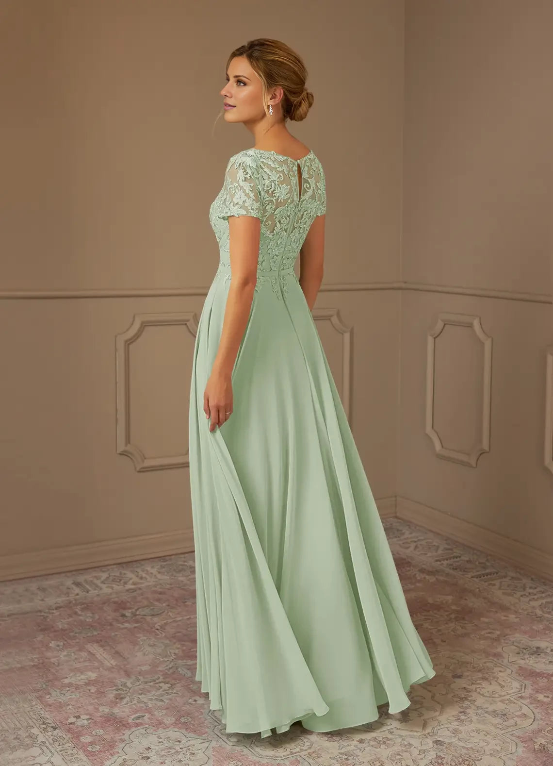 A-Line Boatneck Sequins Chiffon Dress Mother of the Bride Dresses