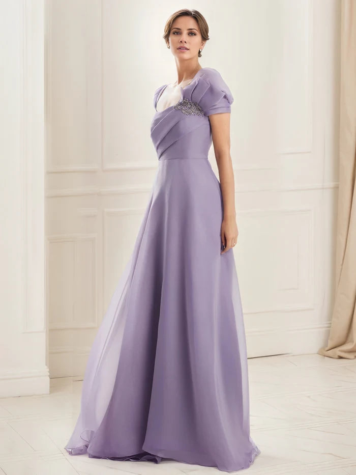 A-Line Embellished One Shoulder Pleated Bodice Mother of the Bride Dresses