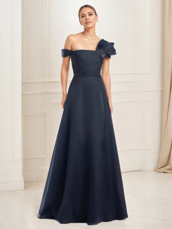 A-Line Embellished One Shoulder Pleated Bodice Mother of the Bride Dresses