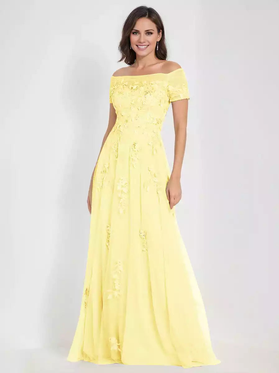 A-Line Off-the-Shoulder Sleeveless with Appliques Mother of the Bride