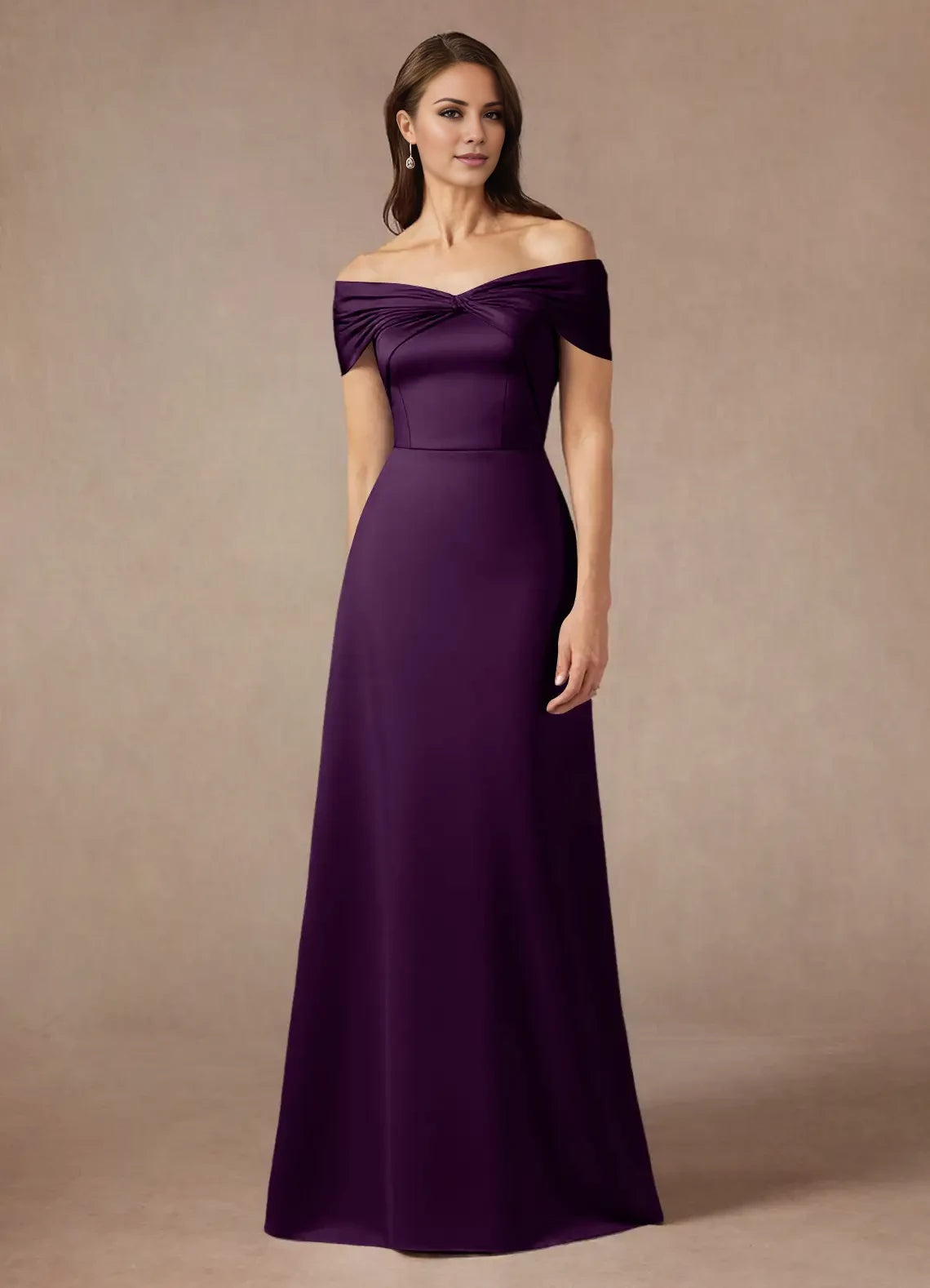 A-Line Off the Shoulder Satin Dress Mother of the Bride Dresses