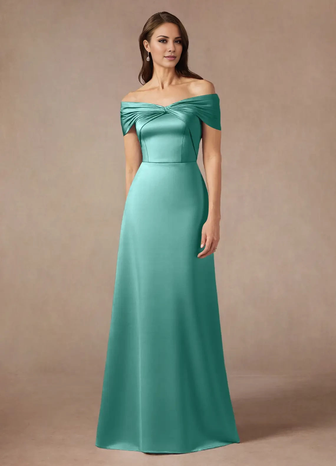 A-Line Off the Shoulder Satin Dress Mother of the Bride Dresses