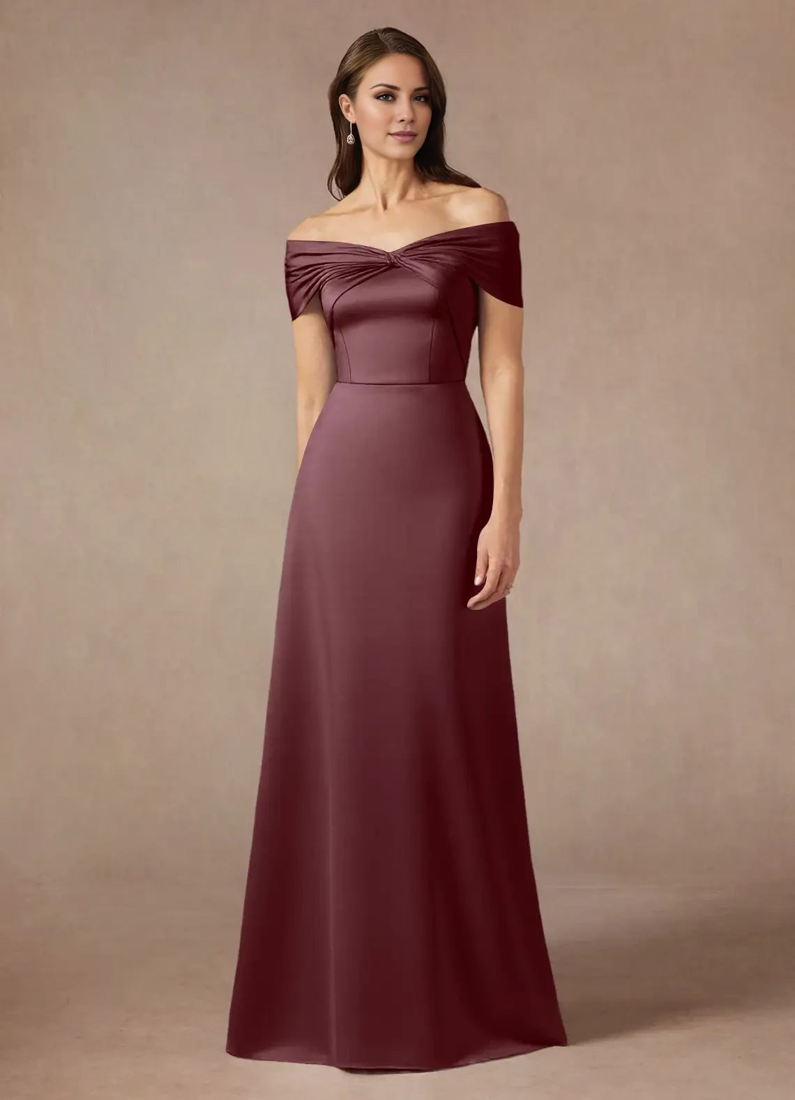A-Line Off the Shoulder Satin Dress Mother of the Bride Dresses