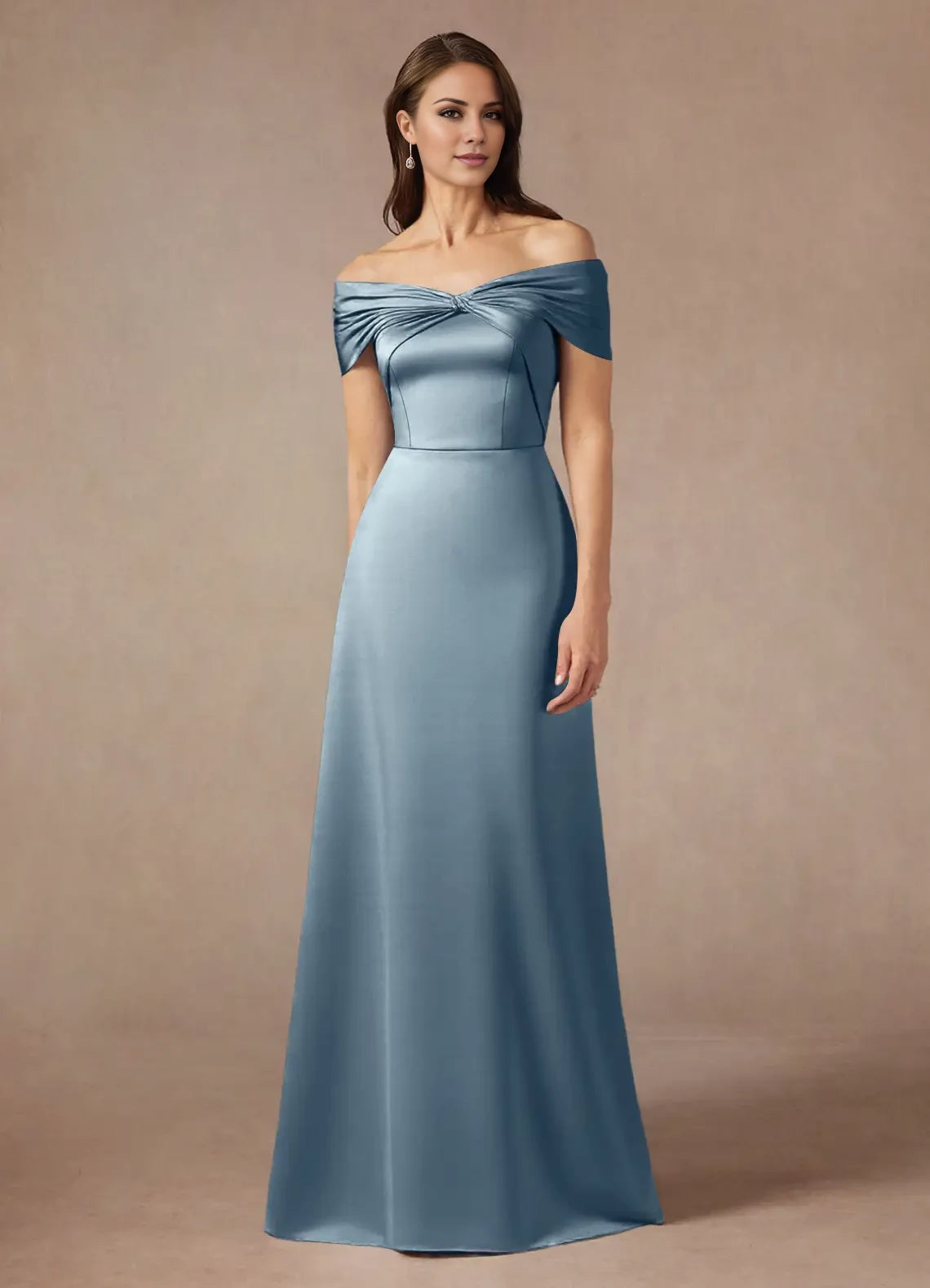 A-Line Off the Shoulder Satin Dress Mother of the Bride Dresses