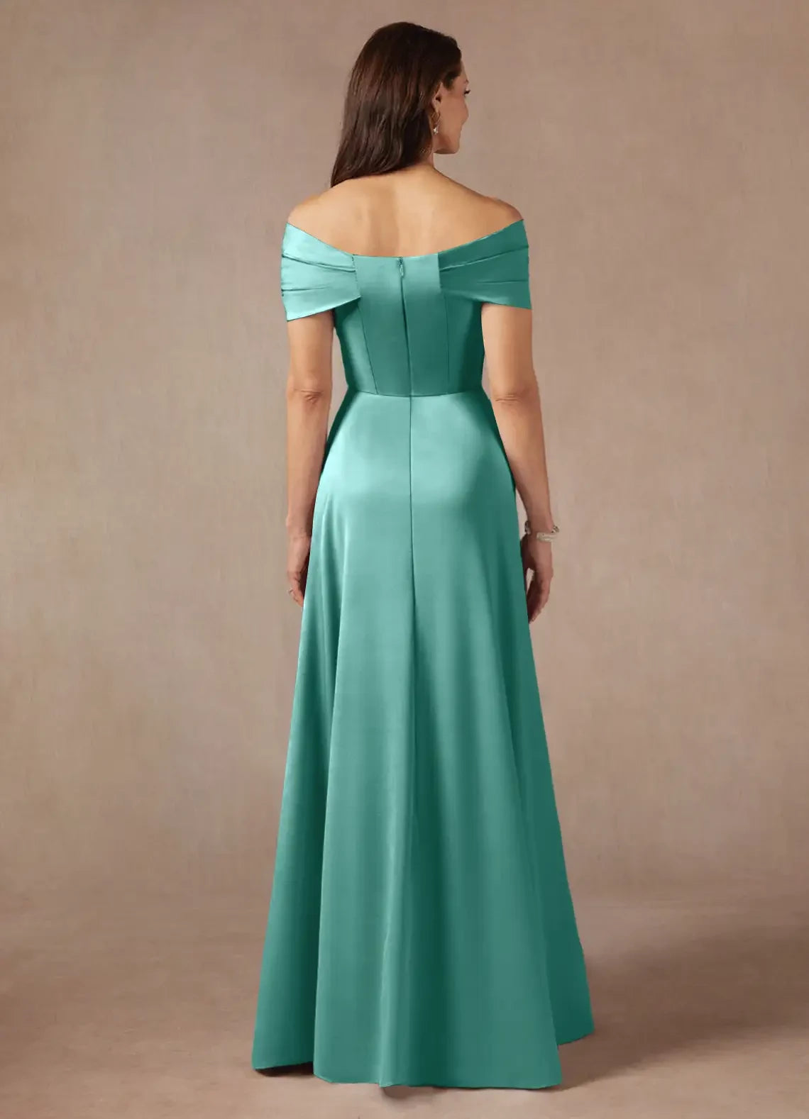 A-Line Off the Shoulder Satin Dress Mother of the Bride Dresses