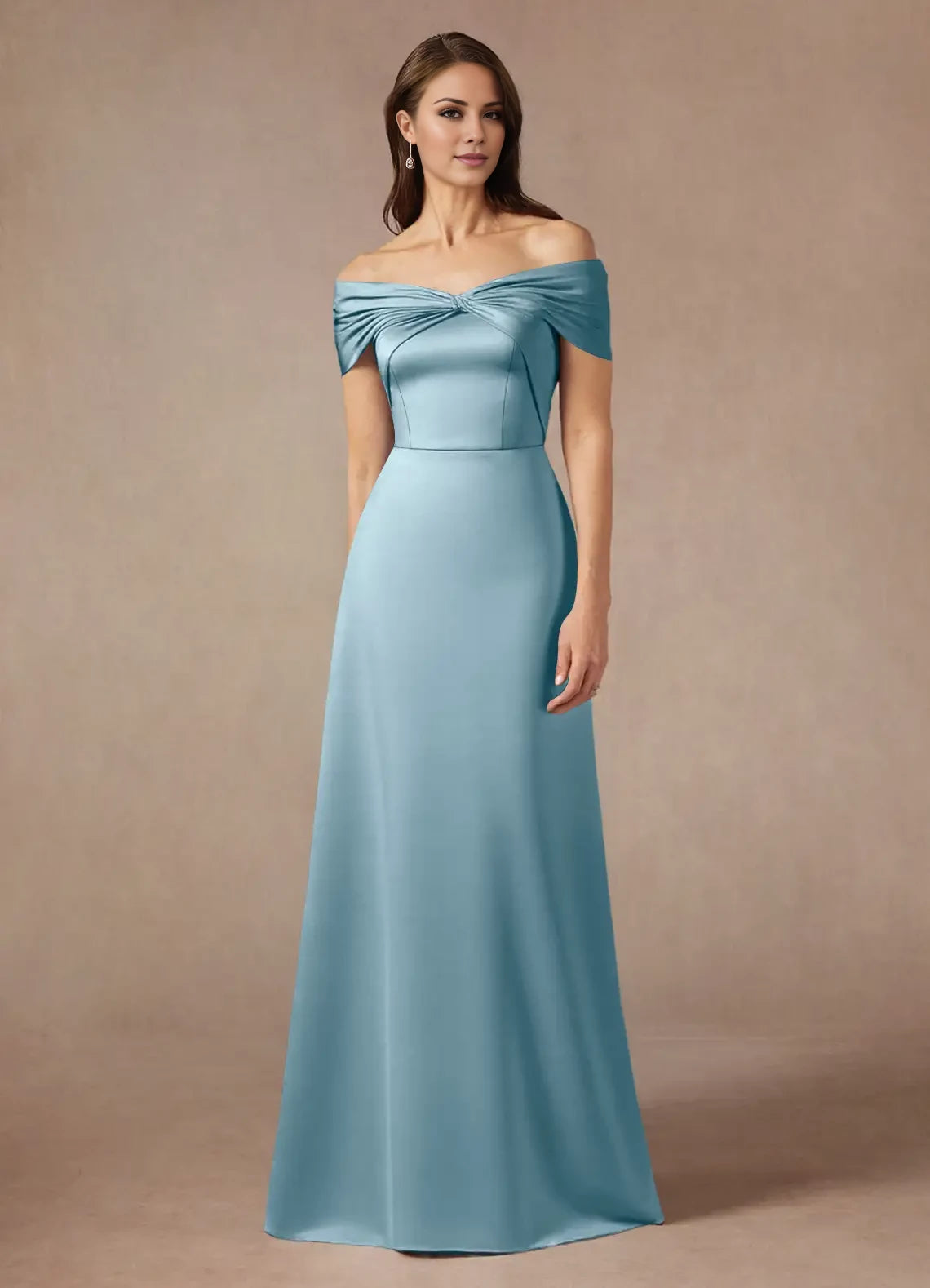 A-Line Off the Shoulder Satin Dress Mother of the Bride Dresses