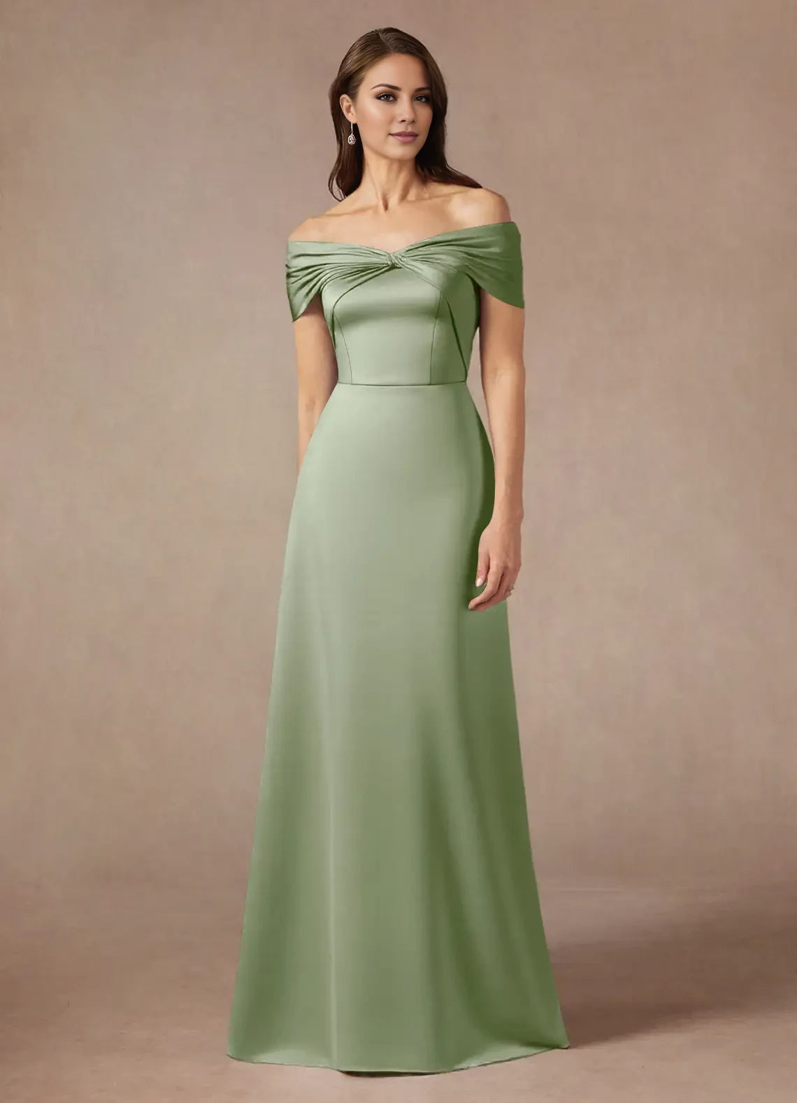 A-Line Off the Shoulder Satin Dress Mother of the Bride Dresses