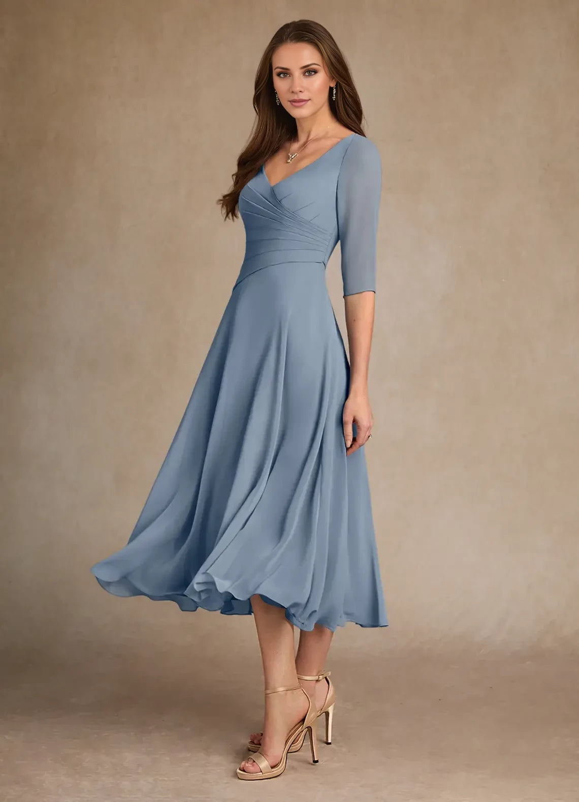 A-Line Pleated Chiffon Dress Mother of the Bride Dresses