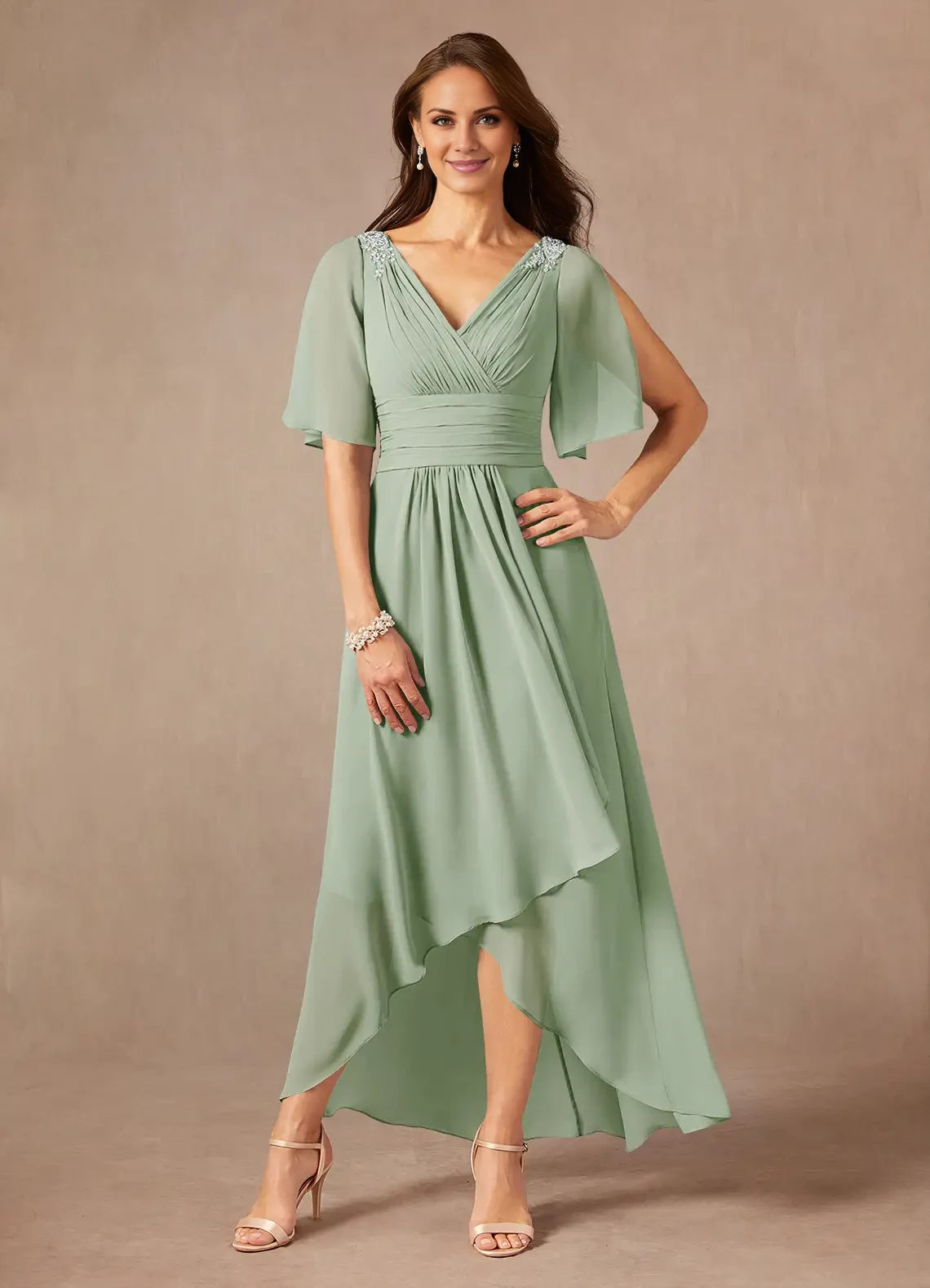 A-Line Pleated Chiffon Dress Mother of the Bride Dresses
