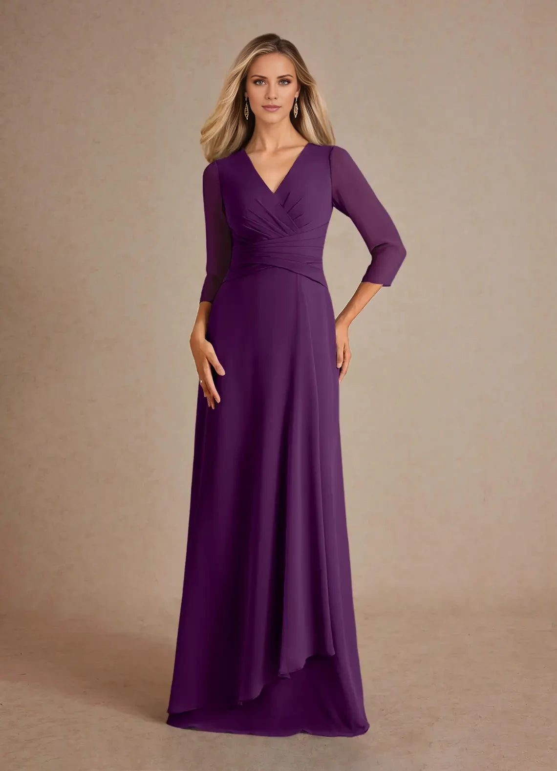 A-Line Pleated Chiffon Dress Mother of the Bride Dresses ﻿