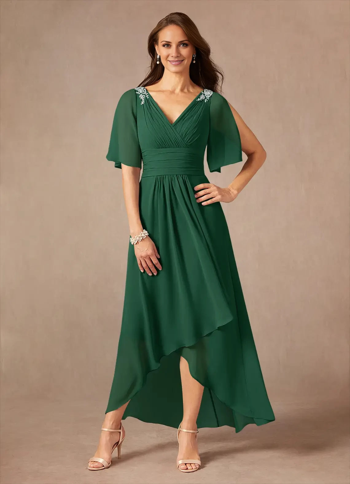 A-Line Pleated Chiffon Dress Mother of the Bride Dresses