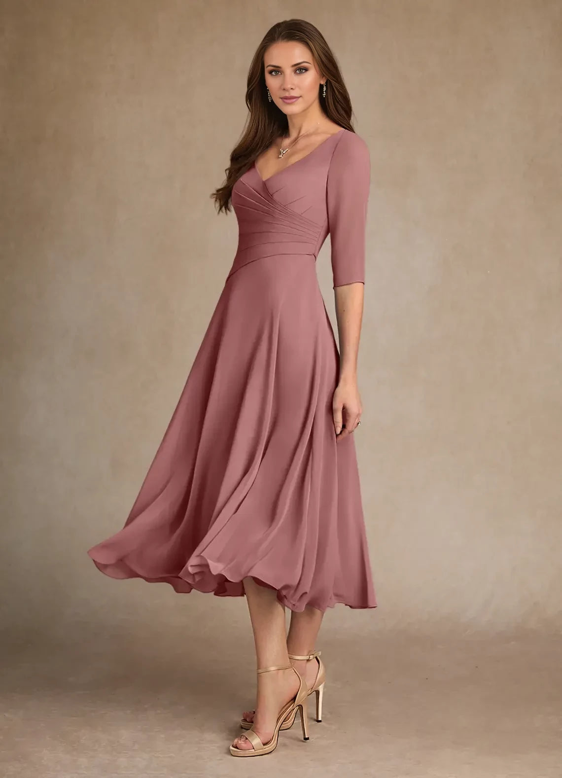 A-Line Pleated Chiffon Dress Mother of the Bride Dresses