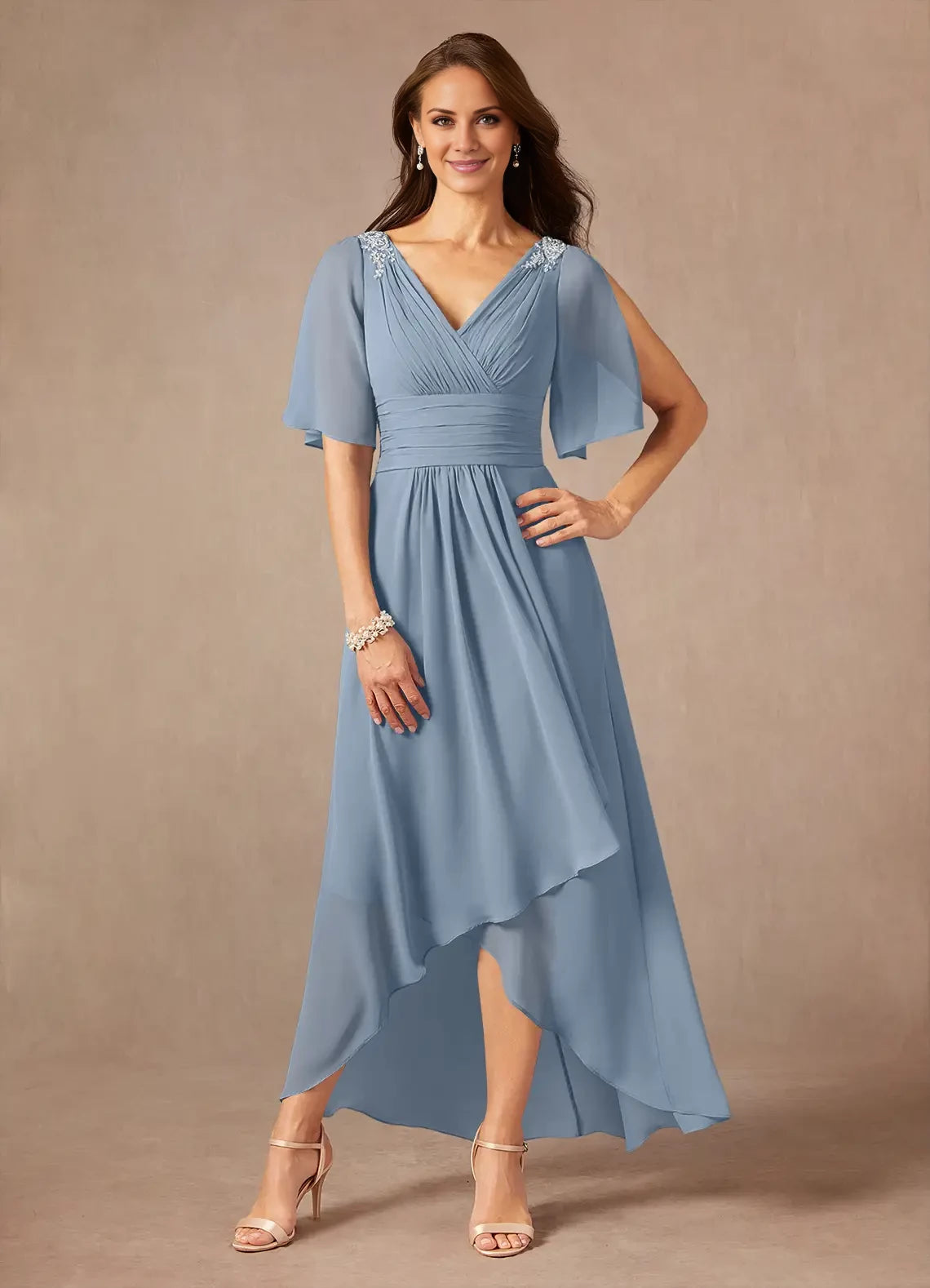 A-Line Pleated Chiffon Dress Mother of the Bride Dresses