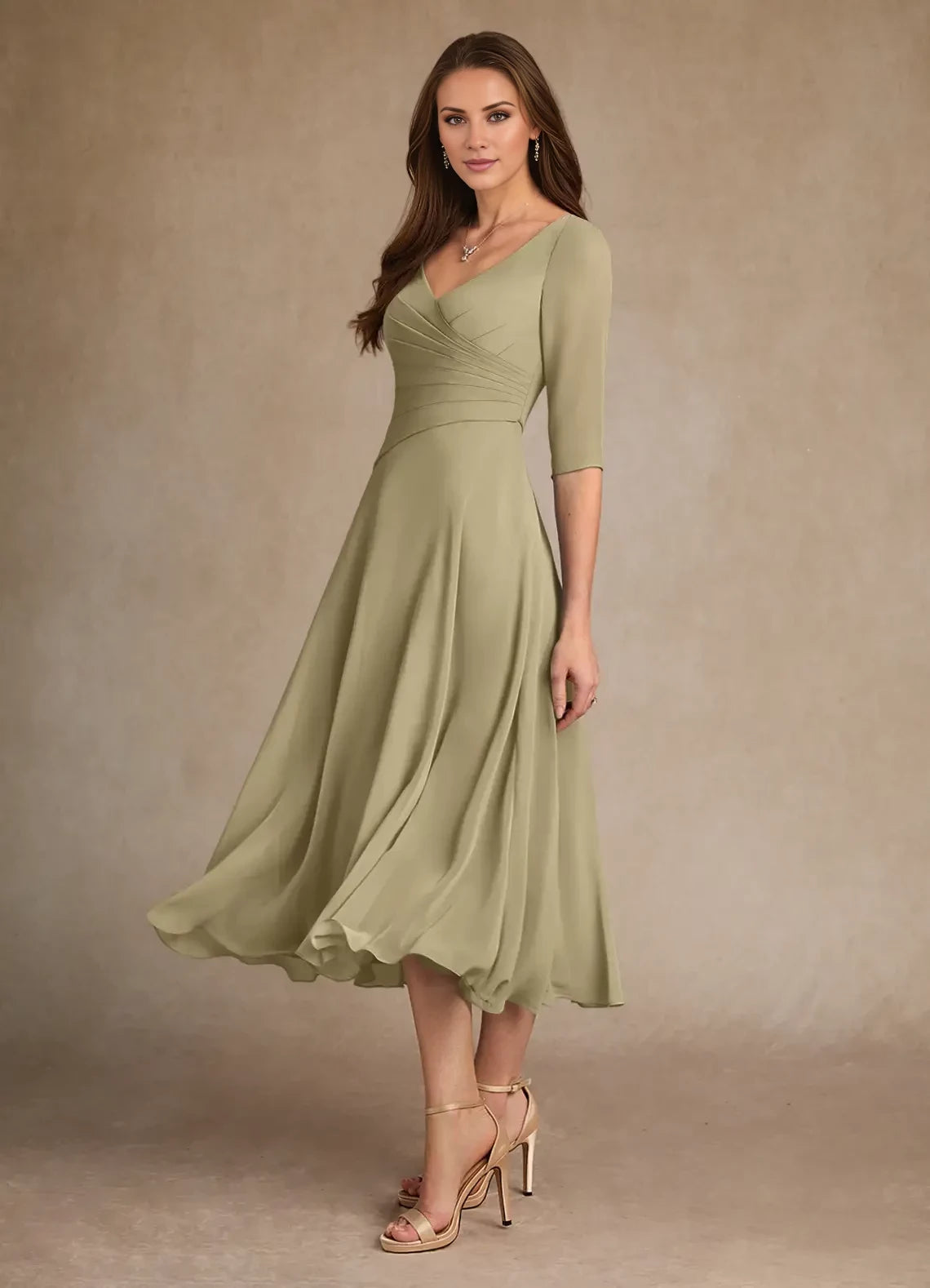 A-Line Pleated Chiffon Dress Mother of the Bride Dresses