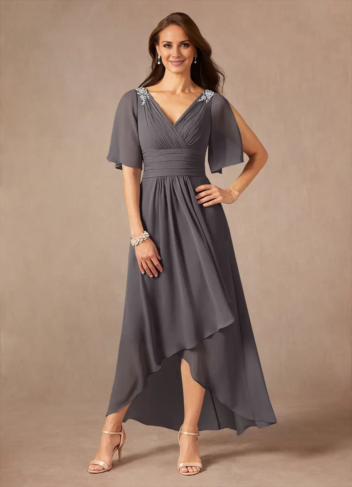 A-Line Pleated Chiffon Dress Mother of the Bride Dresses