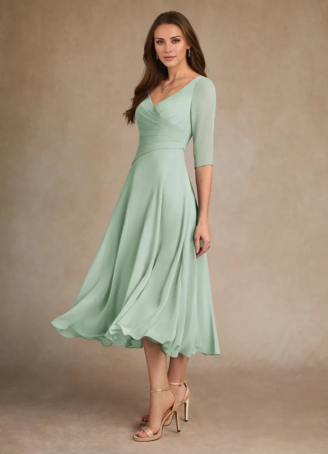 A-Line Pleated Chiffon Dress Mother of the Bride Dresses
