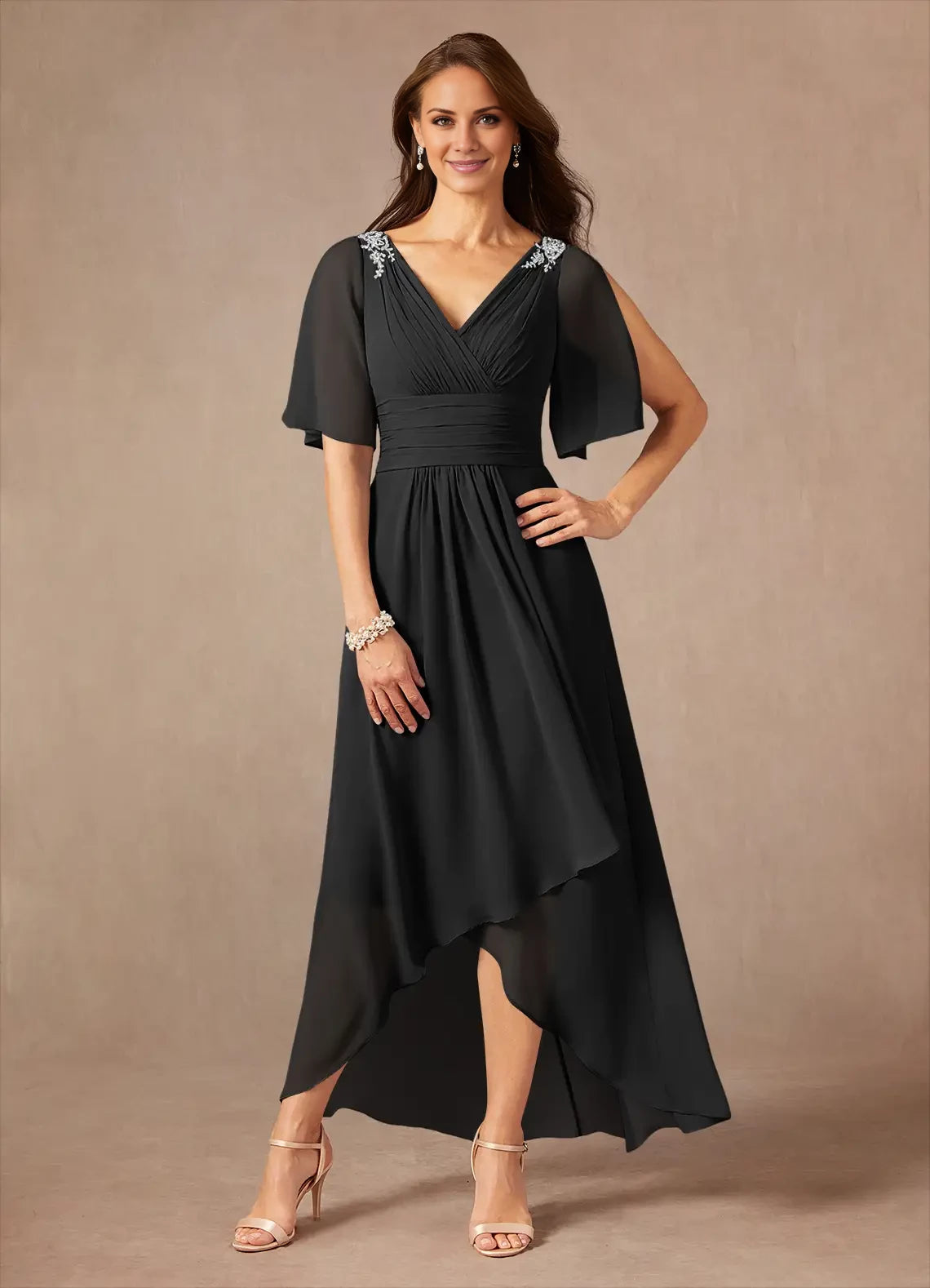 A-Line Pleated Chiffon Dress Mother of the Bride Dresses