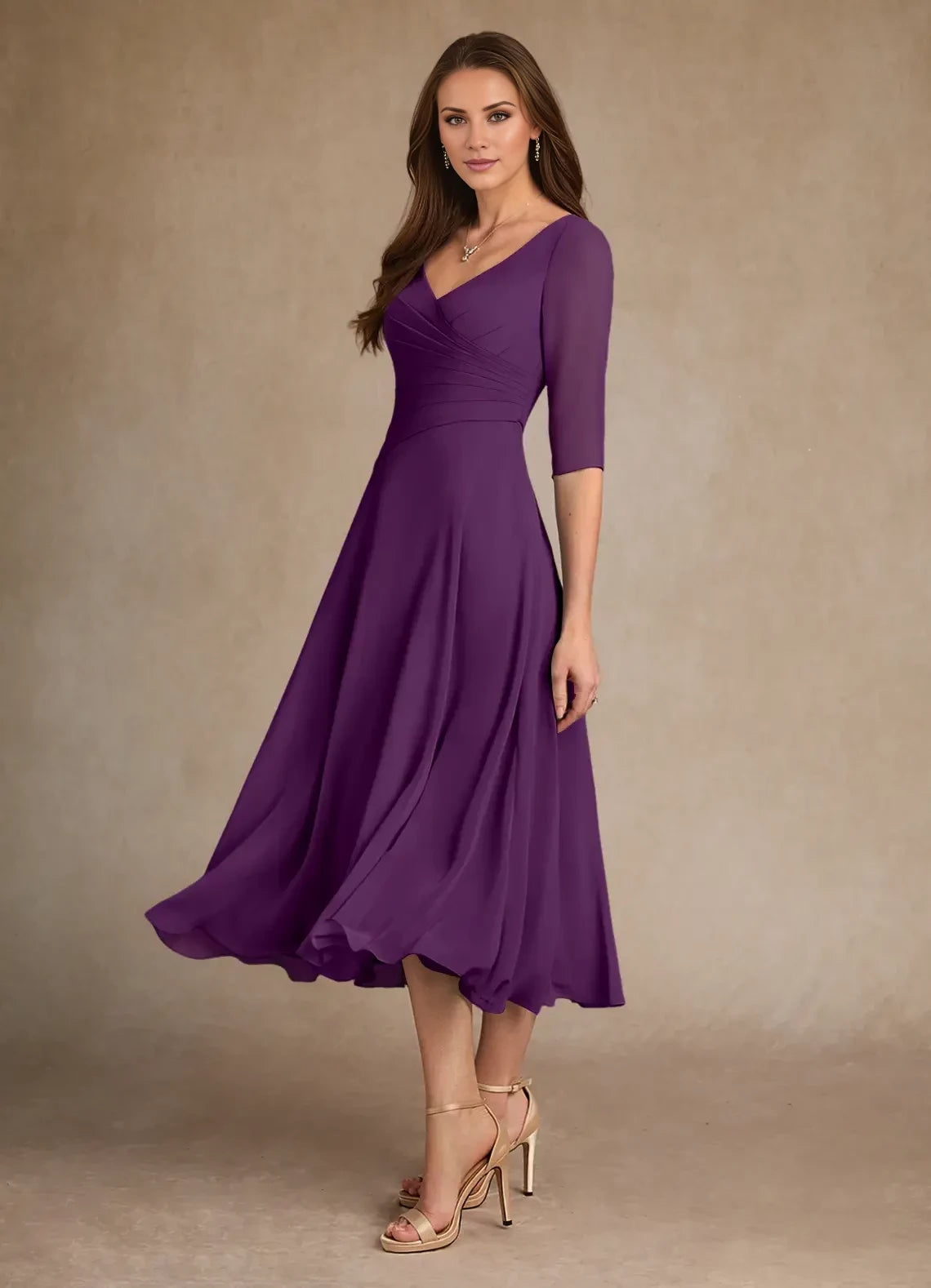 A-Line Pleated Chiffon Dress Mother of the Bride Dresses