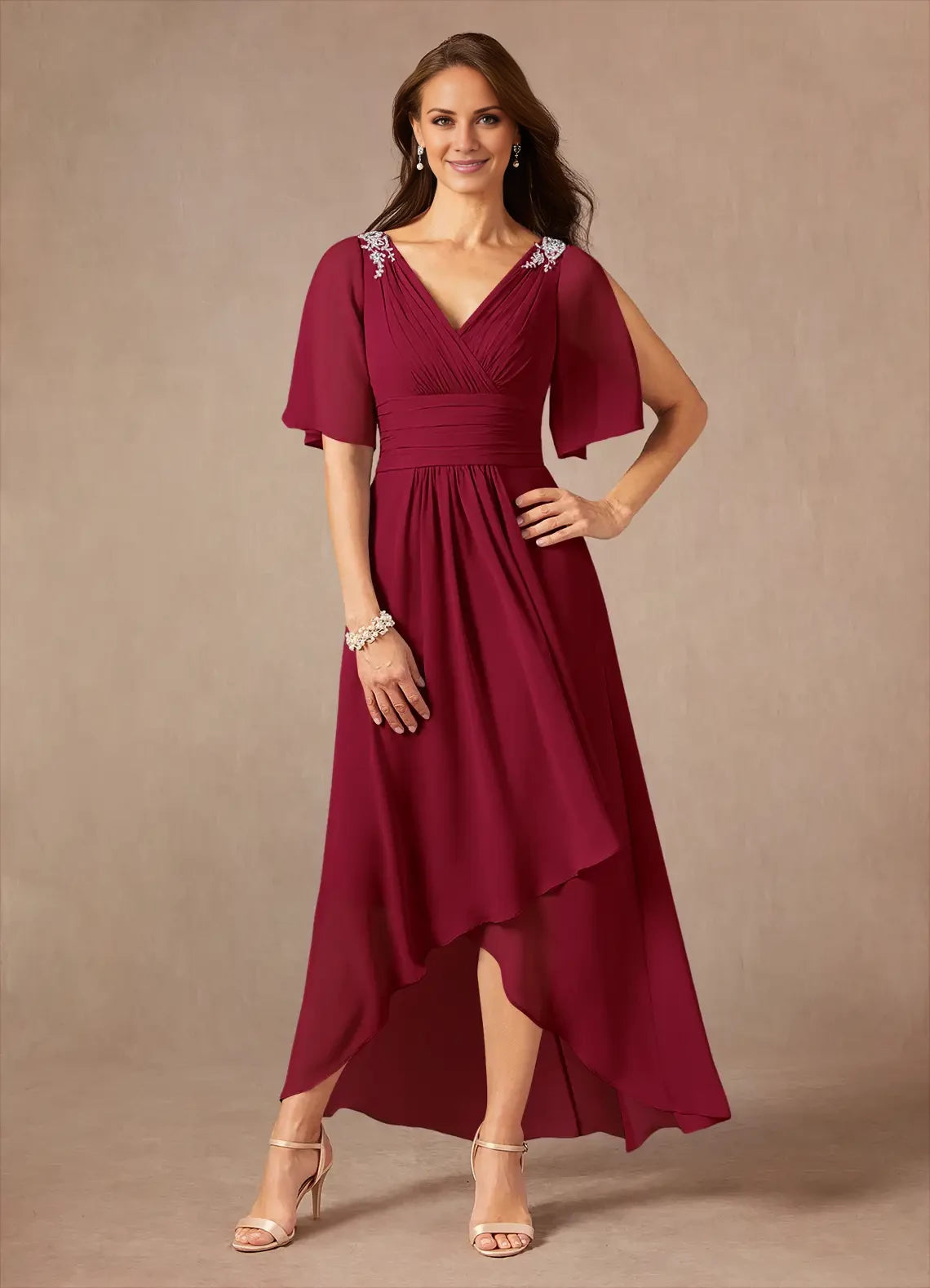 A-Line Pleated Chiffon Dress Mother of the Bride Dresses