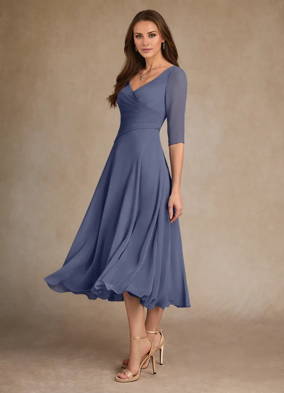 A-Line Pleated Chiffon Dress Mother of the Bride Dresses
