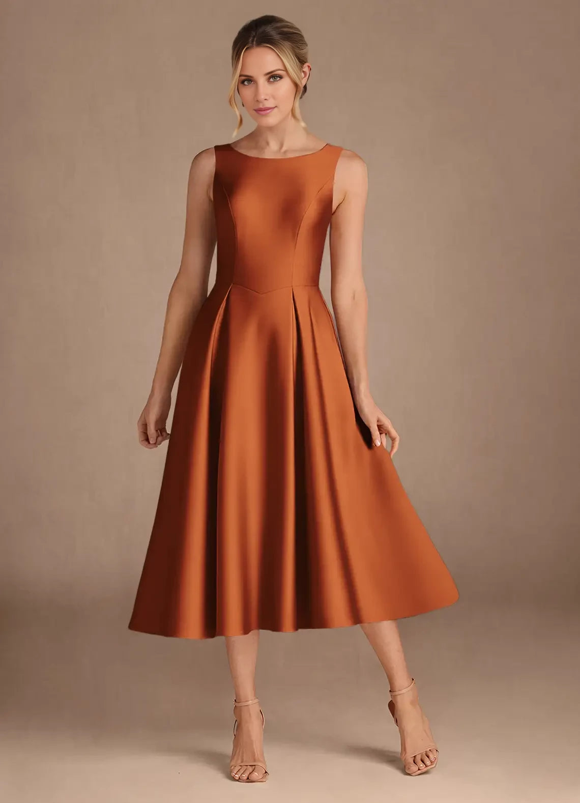 A-Line Pleated Satin Dress Mother of the Bride Dresses