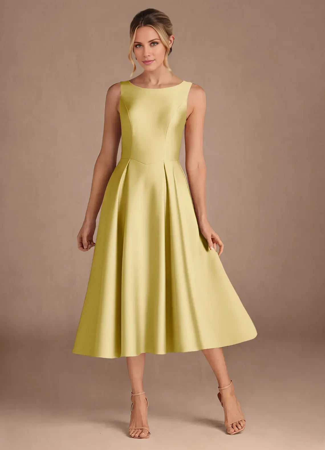 A-Line Pleated Satin Dress Mother of the Bride Dresses