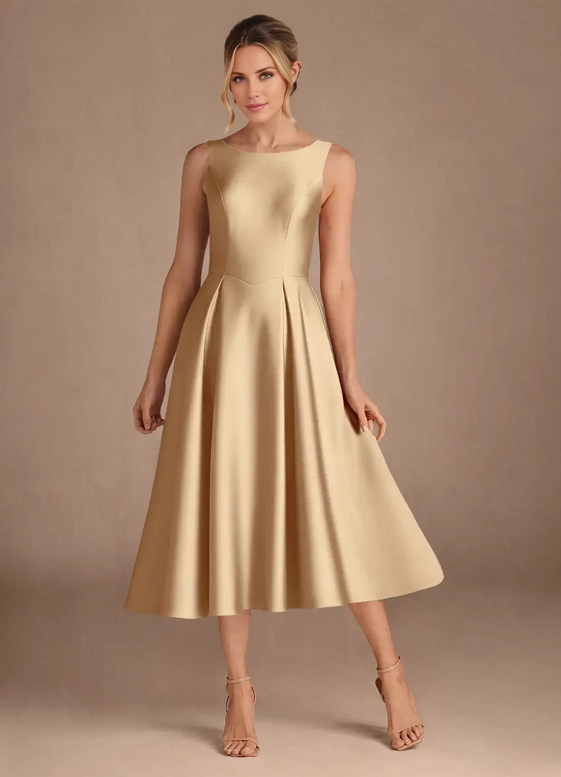 A-Line Pleated Satin Dress Mother of the Bride Dresses