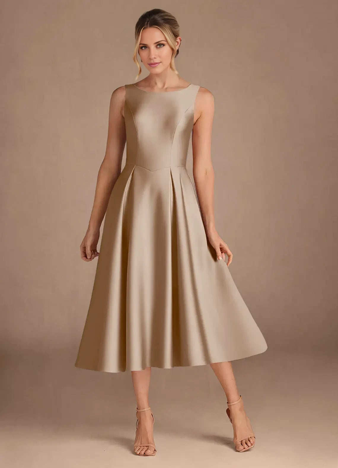 A-Line Pleated Satin Dress Mother of the Bride Dresses