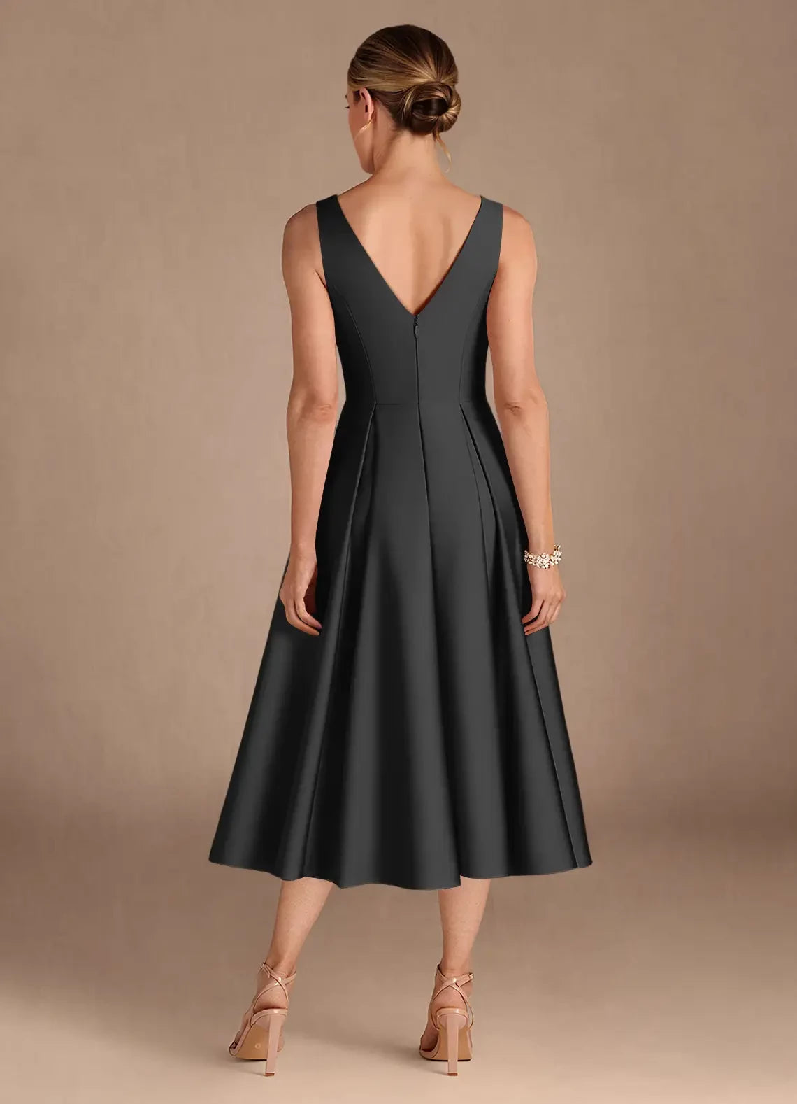 A-Line Pleated Satin Dress Mother of the Bride Dresses