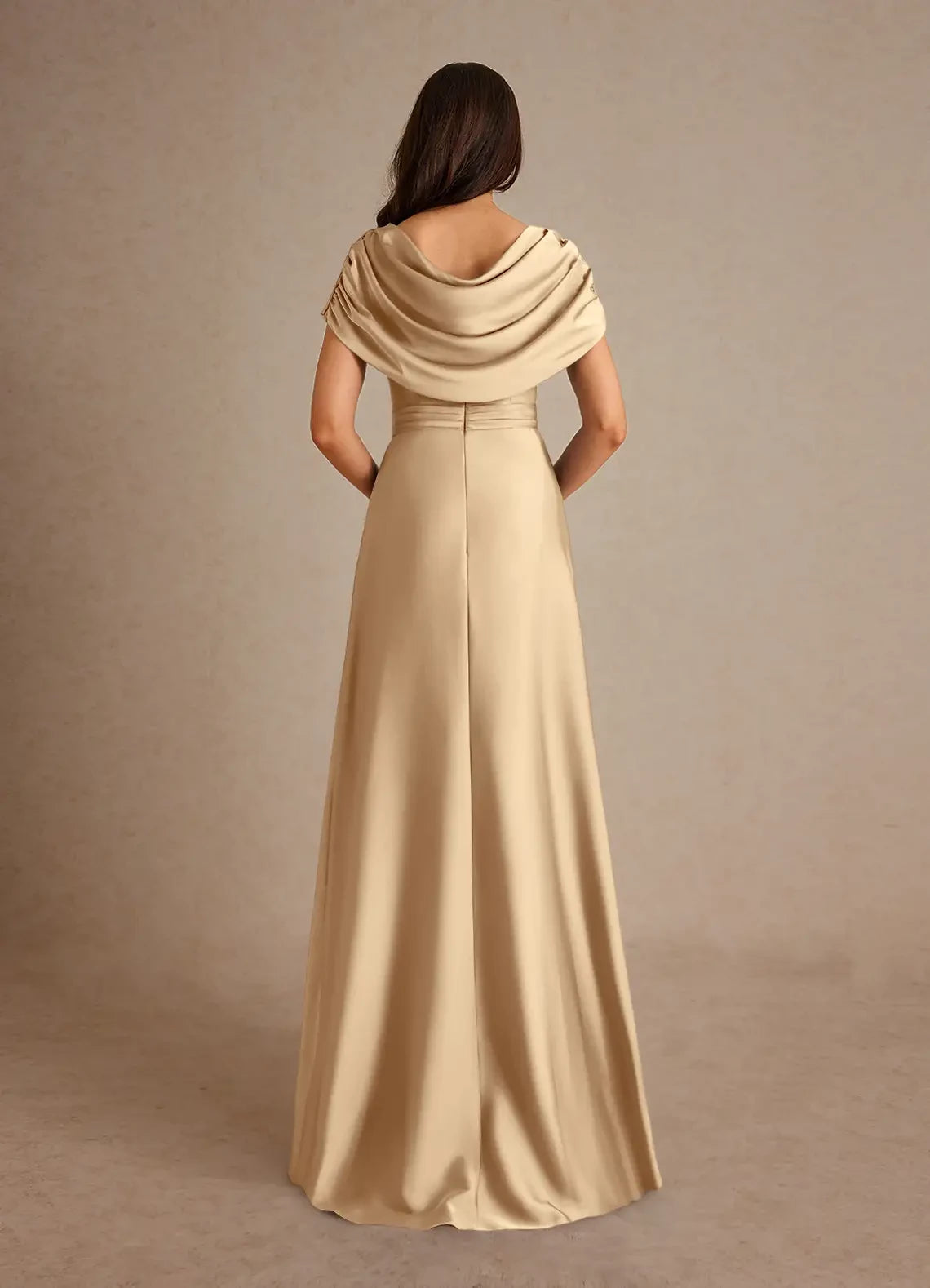 A-Line Pleated Satin Dress Mother of the Bride Dresses