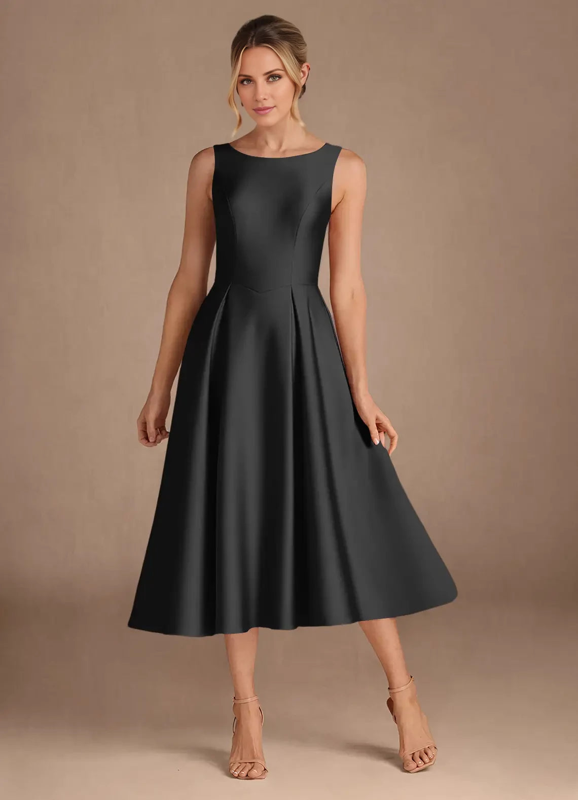 A-Line Pleated Satin Dress Mother of the Bride Dresses