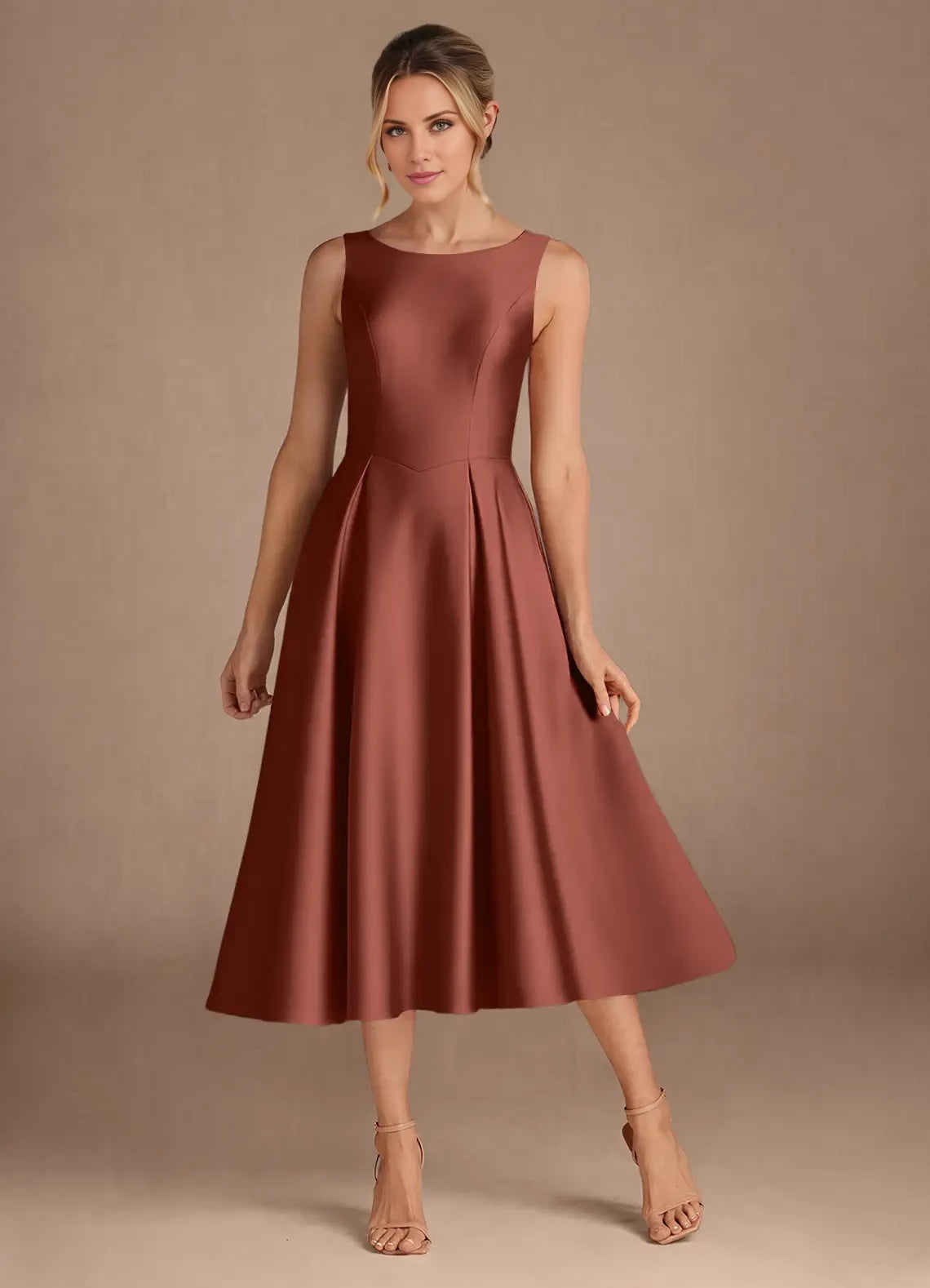 A-Line Pleated Satin Dress Mother of the Bride Dresses