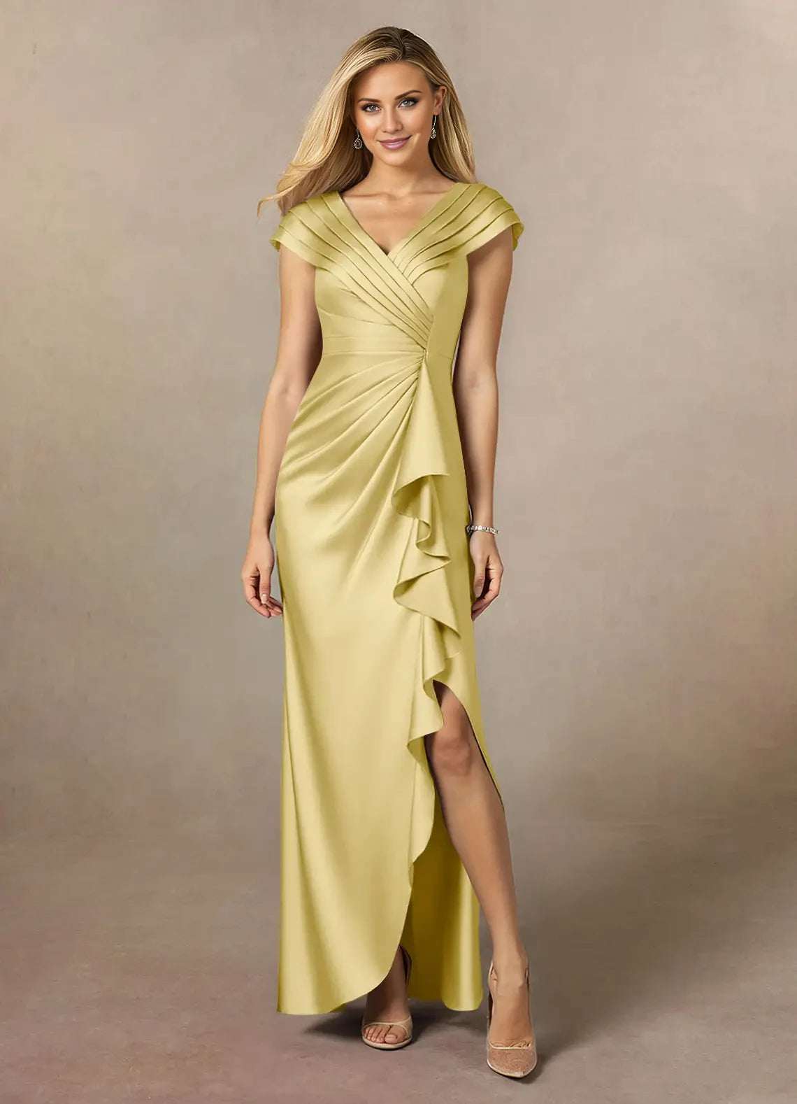 A-Line Pleated Satin Dress Mother of the Bride Dresses