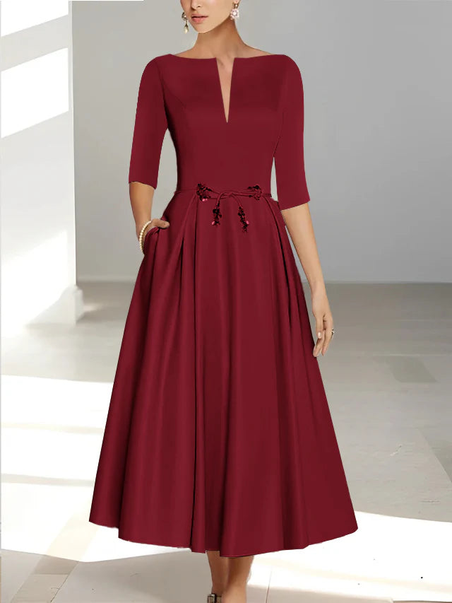 A-Line/Princess Half Sleeves Ankle Length Mother Of The Bride Dresses Groom