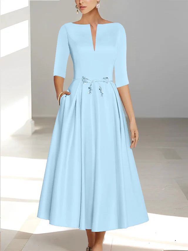 A-Line/Princess Half Sleeves Ankle Length Mother Of The Bride Dresses Groom