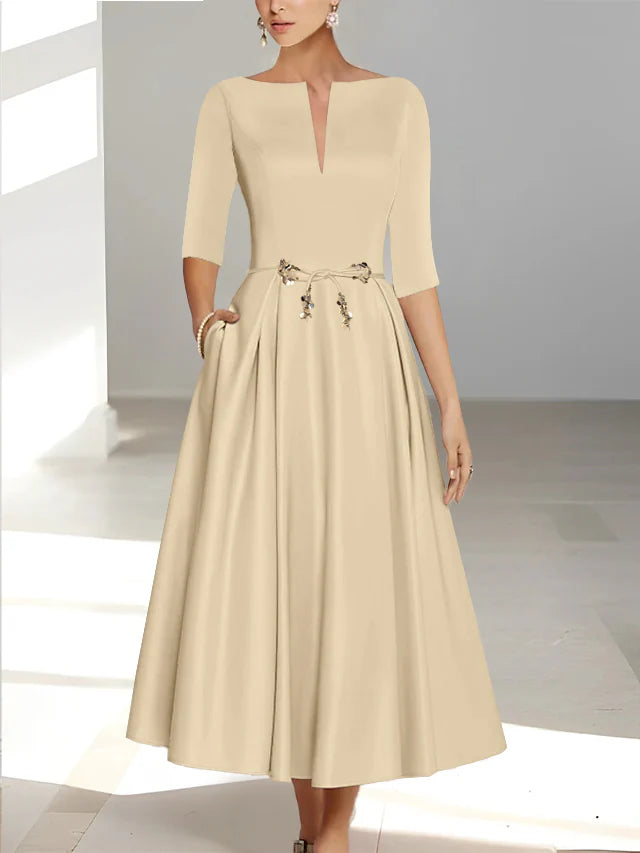 A-Line/Princess Half Sleeves Ankle Length Mother Of The Bride Dresses Groom