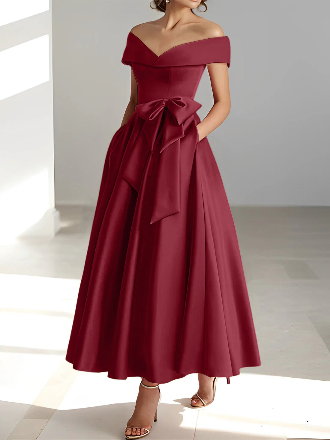 A-Line/Princess Off-the-Shoulder Sleeveless Ankle-Length Mother of the Bride Dresses