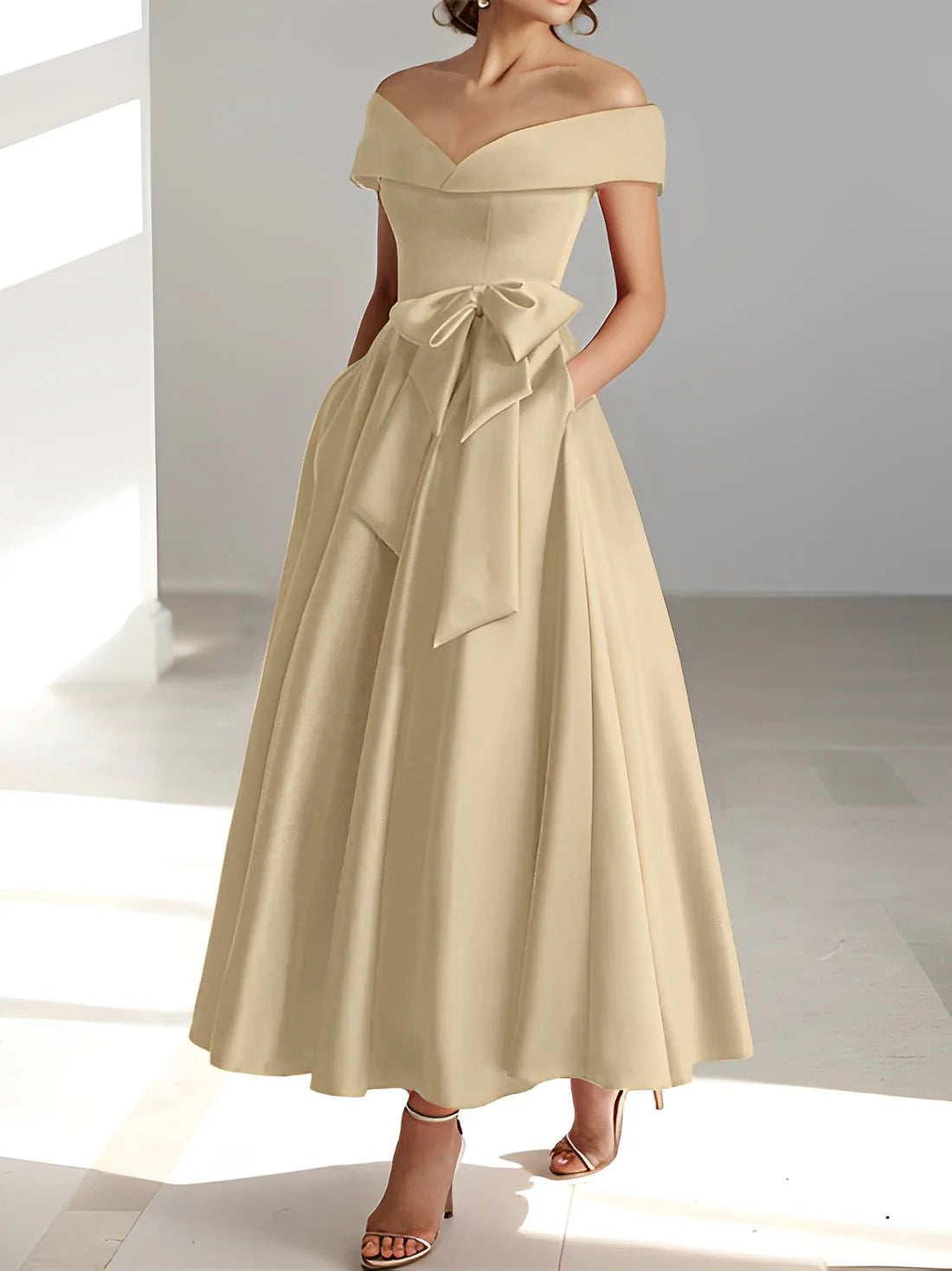 A-Line/Princess Off-the-Shoulder Sleeveless Ankle-Length Mother of the Bride Dresses