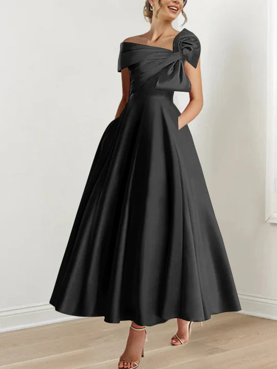 A-Line/Princess Off-the-Shoulder Sleeveless Ankle-Length Mother of the Bride Dresses with Bow