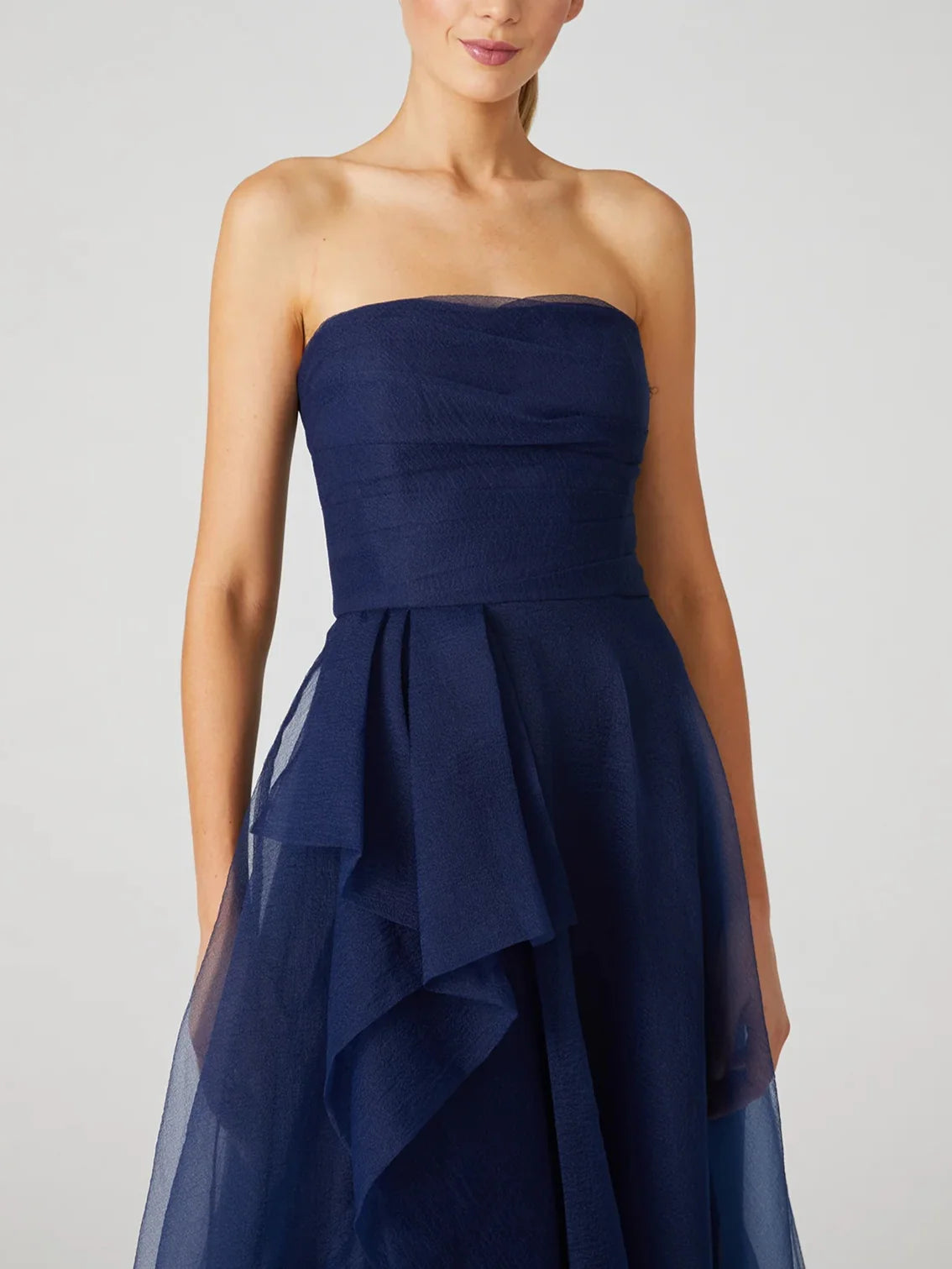 A-Line/Princess Strapless Sleeveless Ankle-Length Prom Dress with Ruffles