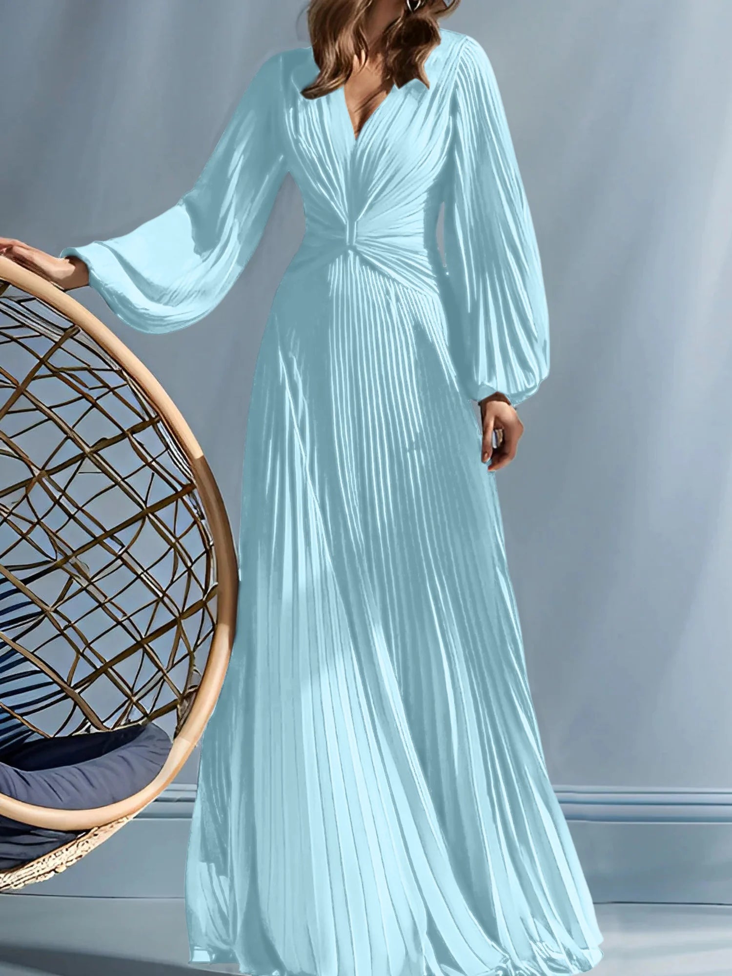 A-Line/Princess V-Neck Long Sleeve Mother of the Bride Dresses with Ruched