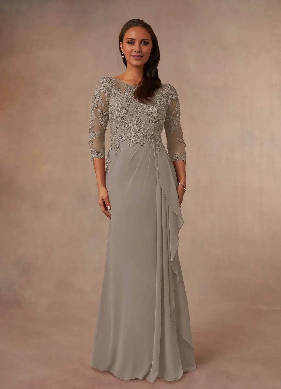 A-Line Scoop Chiffon Applique Dress Mother of the Bride Dresses