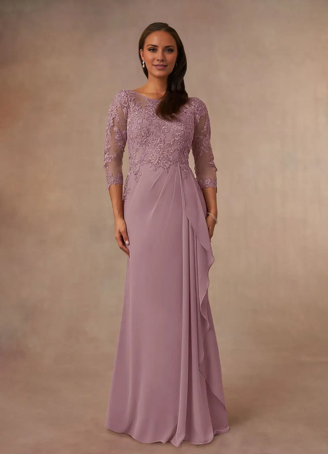A-Line Scoop Chiffon Applique Dress Mother of the Bride Dresses