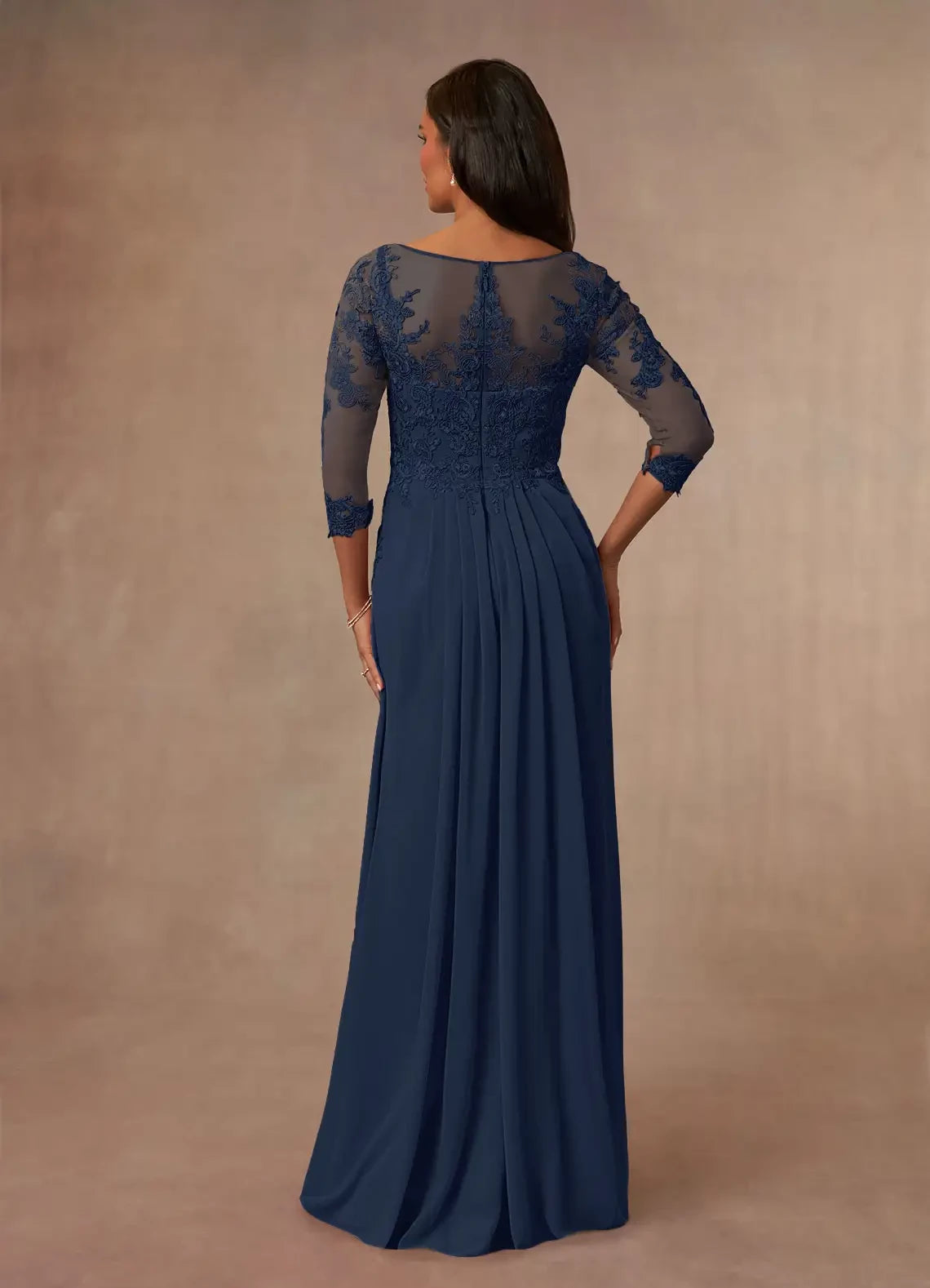 A-Line Scoop Chiffon Applique Dress Mother of the Bride Dresses