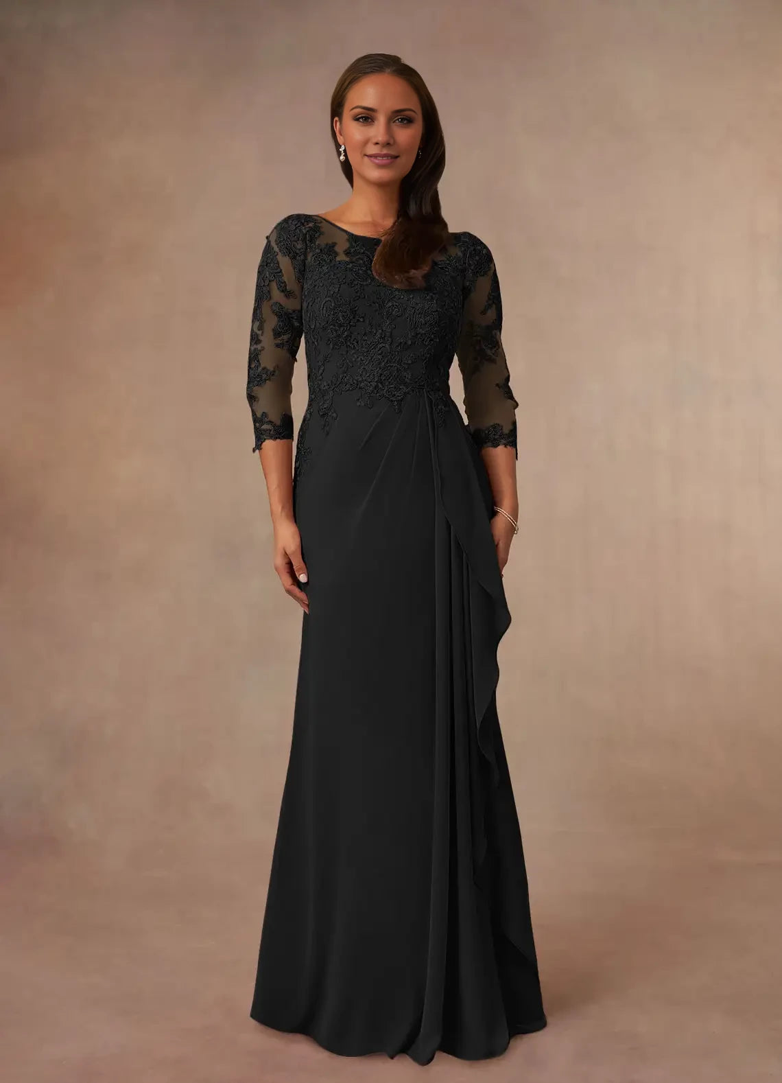 A-Line Scoop Chiffon Applique Dress Mother of the Bride Dresses