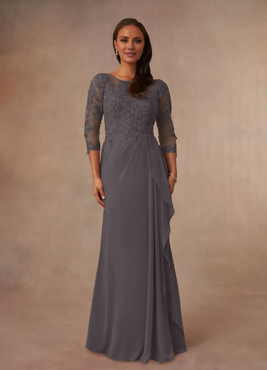 A-Line Scoop Chiffon Applique Dress Mother of the Bride Dresses