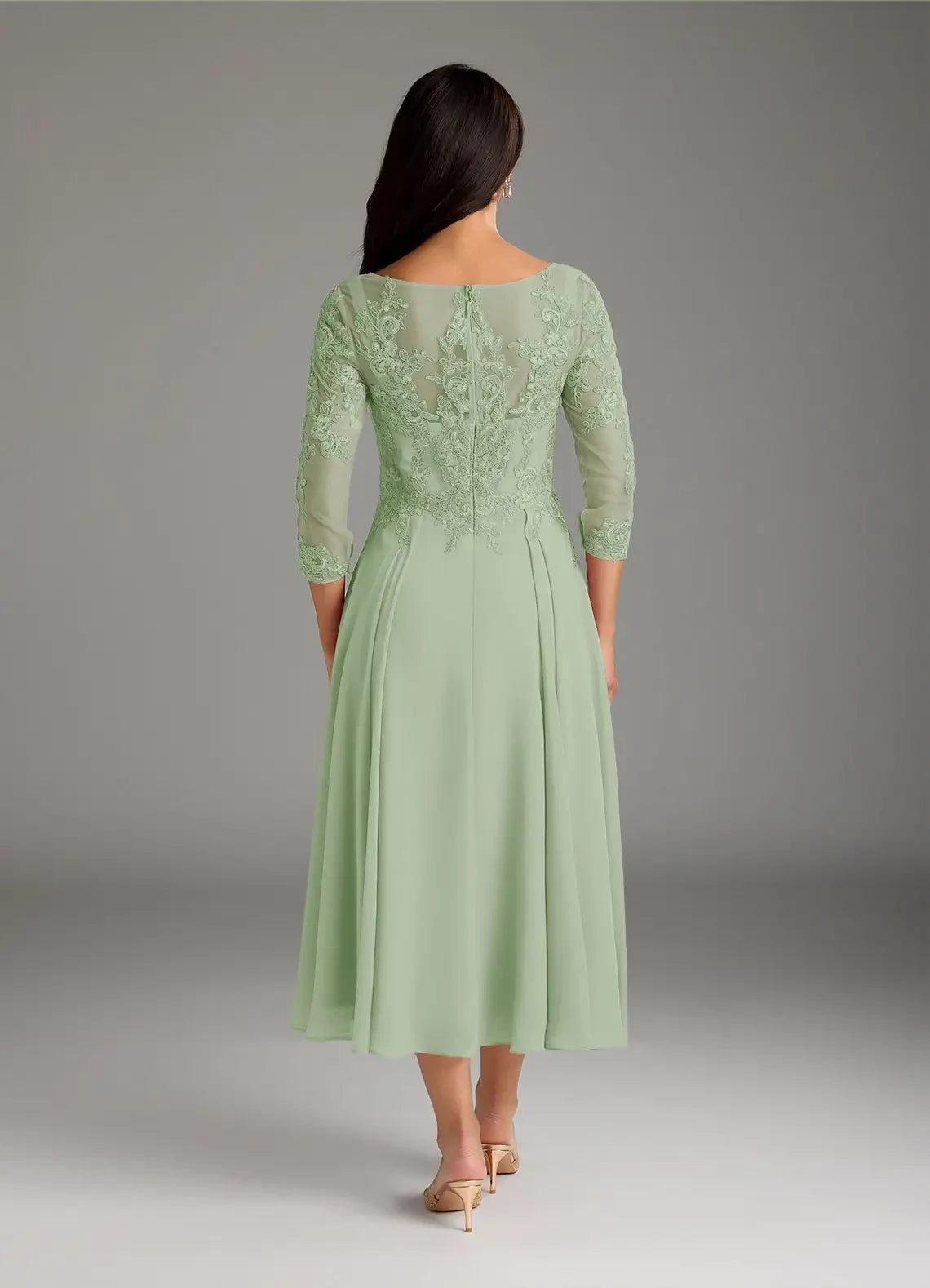 A-Line Scoop Lace Chiffon Dress Mother of the Bride Dresses