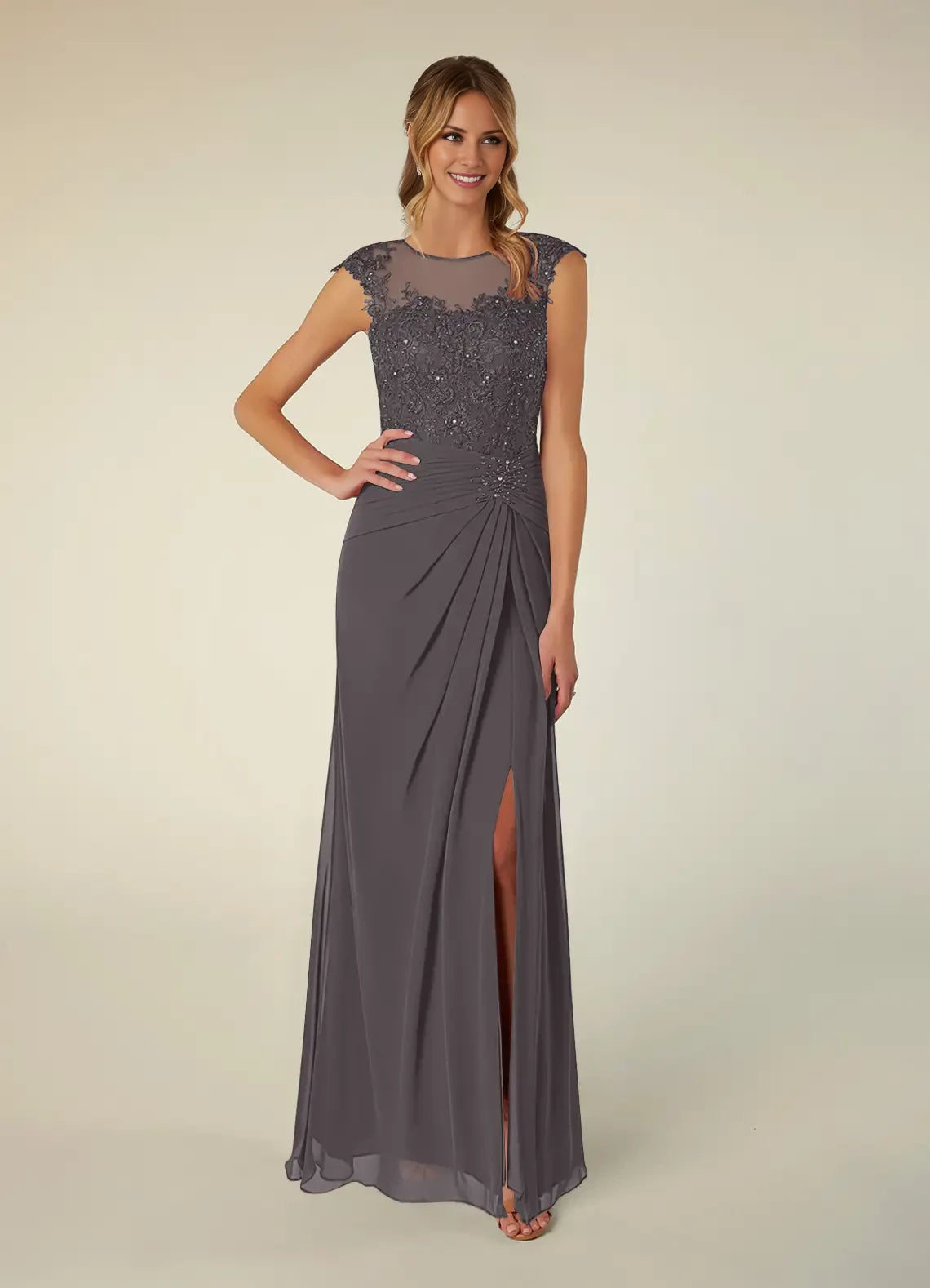 A-Line Scoop Sequins Chiffon Dress Mother of the Bride Dresses