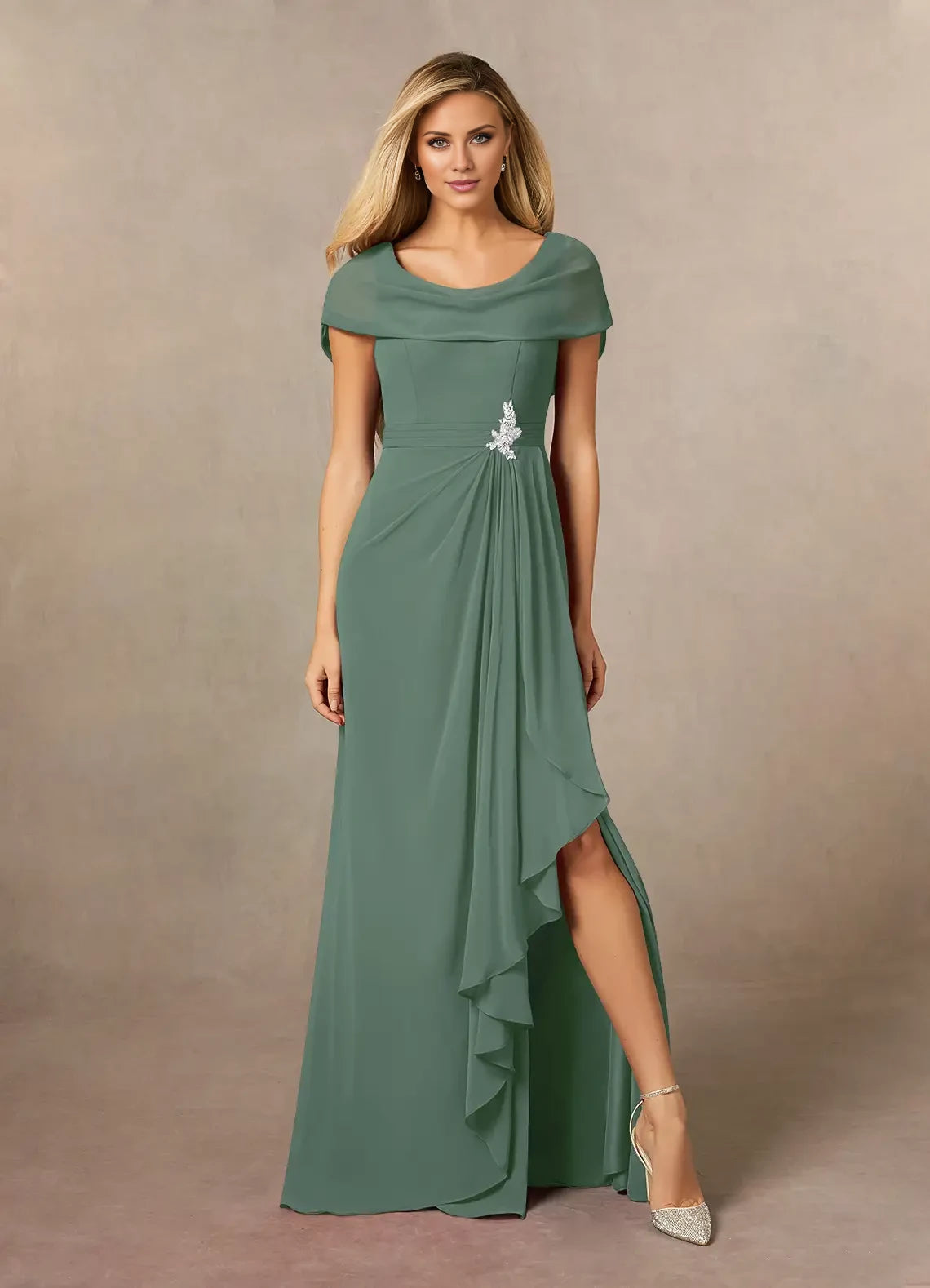 A-Line Side Slit Chiffon Dress Mother of the Bride Dresses