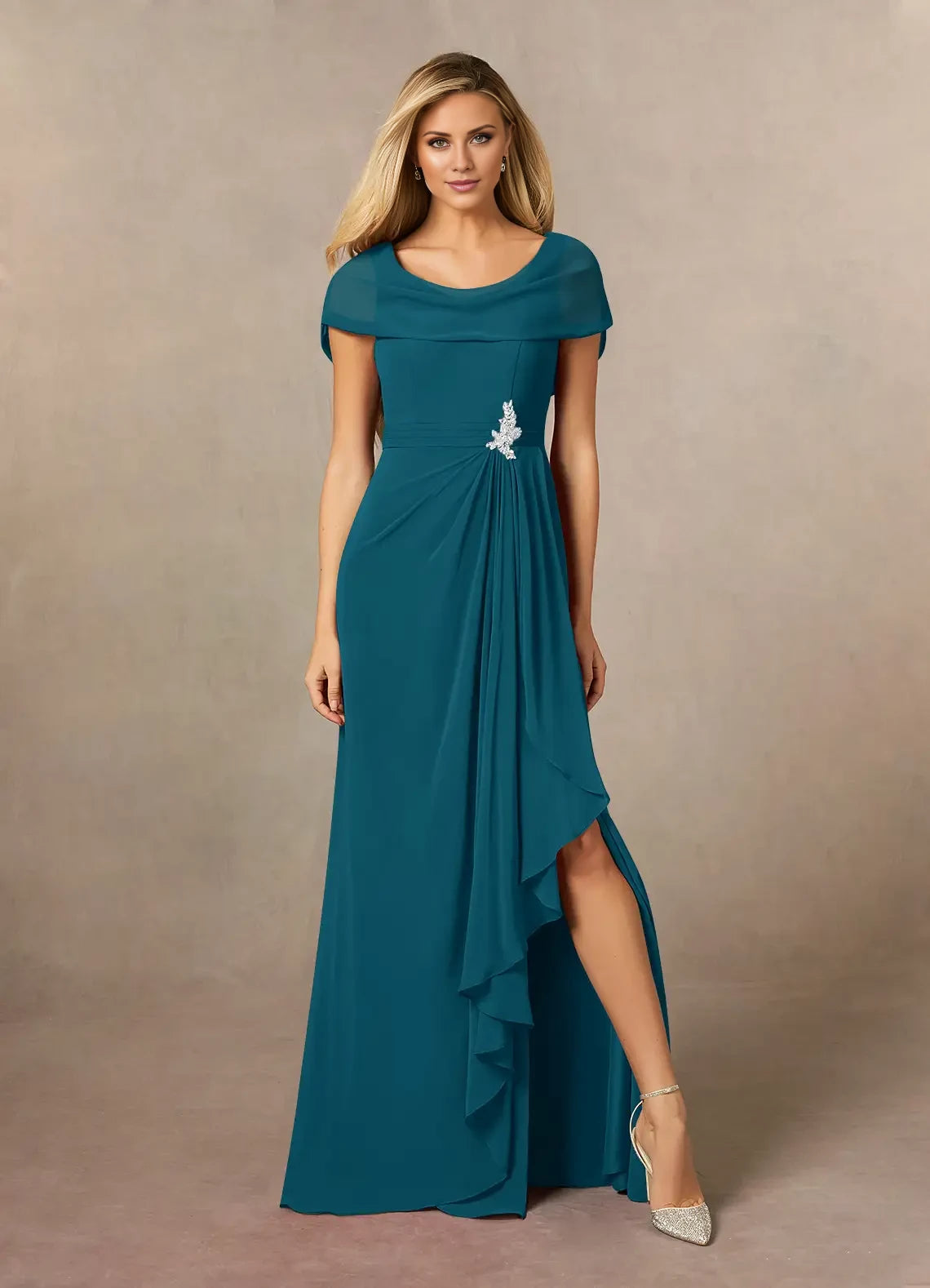 A-Line Side Slit Chiffon Dress Mother of the Bride Dresses